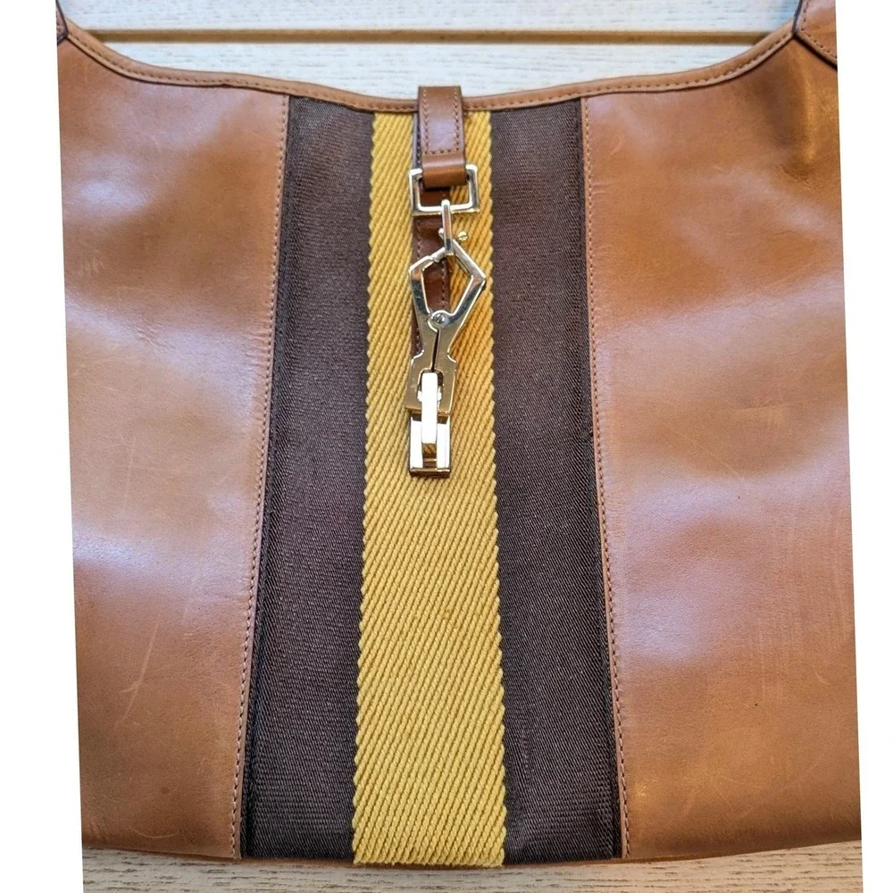 Vintage Gucci Tom Ford Era Jackie O Shoulder Bag Tan Brown Leather Y2K purse - Picture 5 of 12